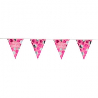 Vlaggenlijn Glossy Pink 'Happy Birthday'  per 6