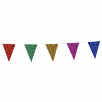 Glittervlaggenlijn Multi color 6 m per 6